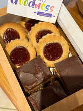 Load image into Gallery viewer, Half Jam Drops/Half Choc Caramel Slices (11 bakes in total)