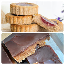 Load image into Gallery viewer, Half Jam Drops/Half Choc Caramel Slices (11 bakes in total)
